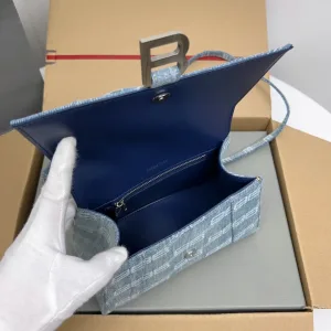 Balenciaga Hourglass Top Handle Small Blue Monogram 23cm