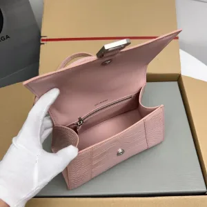 Balenciaga Hourglass Top Handle Small Pink Croc 23cm