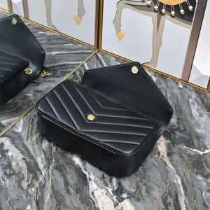 Saint Laurent LouLou Shoulder Bag Medium Black Gold Hardware Exact Size Unknown 036