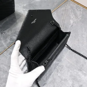 Saint Laurent LouLou Shoulder Bag Medium Black Silver Hardware Exact Size Unknown 034
