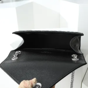 Saint Laurent LouLou Shoulder Bag Medium Black Silver Hardware Exact Size Unknown 098
