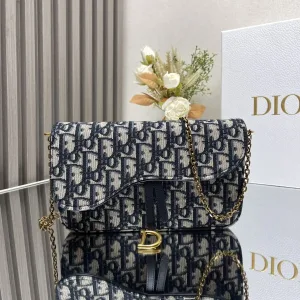 Dior 30 Montaigne Avenue Medium 23cm Blue Oblique-3
