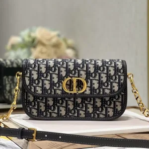 Dior 30 Montaigne Avenue Small 20cm Blue Oblique-5