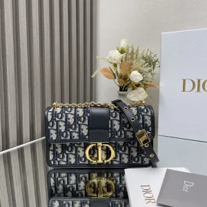 Dior 30 Montaigne Avenue Small 20cm Blue Oblique-6