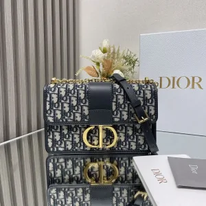 Dior 30 Montaigne Chain Bag Medium 25cm Blue Oblique