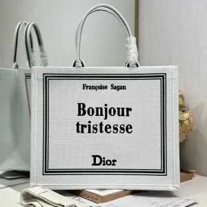 Dior Book Tote Large 42cm White Text Print