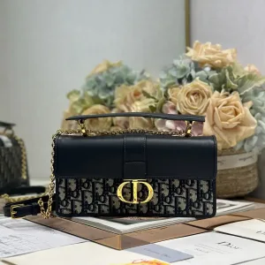 Dior Caro Chain Bag Medium 25cm Blue Oblique