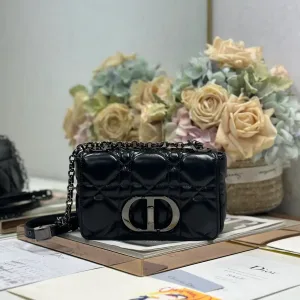 Dior Caro Chain Bag Small 20cm Black Patent