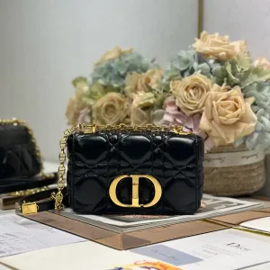 Dior Caro Chain Bag Small 20cm Black Patent-2