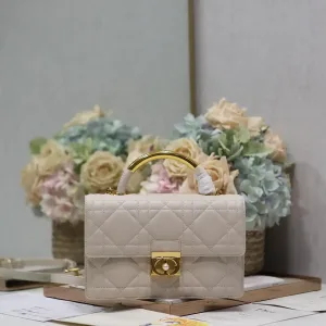 Dior Caro Chain Bag Small 20cm Ivory Cannage