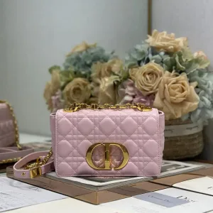 Dior Caro Chain Bag Small 20cm Pink Cannage