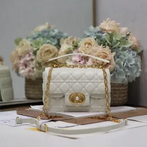 Dior Caro Chain Bag Small 20cm White Cannage