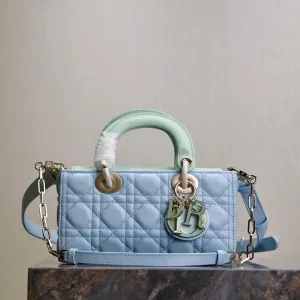 Dior D-Joy Small 22cm Light Blue Cannage