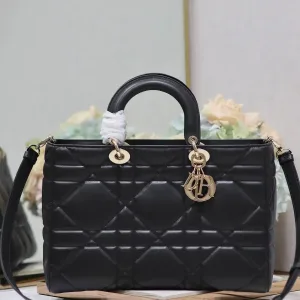 Dior Lady D-Lite Medium 24cm Black Cannage