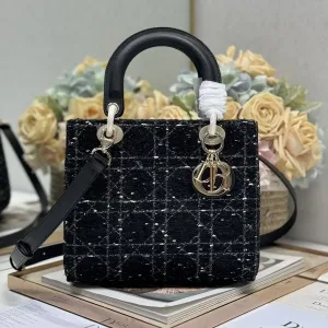 Dior Lady D-Lite Medium 24cm Black Cannage-3