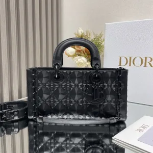 Dior Lady D-Lite Medium 24cm Black Cannage-5