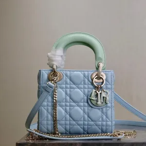 Dior Lady Dior Mini 17cm Light Blue Cannage