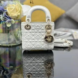 Dior Lady Dior Mini 17cm White Cannage-3