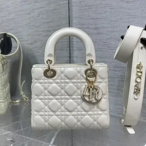 Dior Lady Dior Mini 17cm White Cannage-4