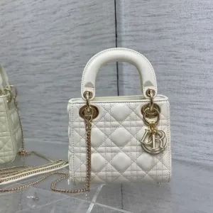 Dior Lady Dior Mini 17cm White Cannage-5