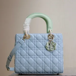 Dior Lady Dior Small 20cm Light Blue Cannage-2