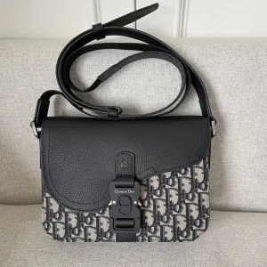 Dior Saddle Messenger Medium 25cm Blue Oblique