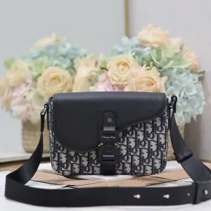Dior Saddle Messenger Medium 25cm Blue Oblique-2