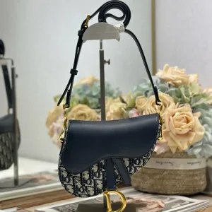 Dior Saddle Small 20cm Blue Oblique-2