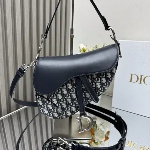 Dior Saddle Small 20cm Blue Oblique-3