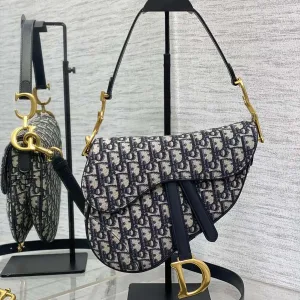 Dior Saddle Small 20cm Blue Oblique-4