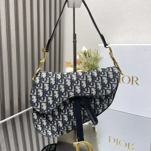 Dior Saddle Small 20cm Blue Oblique-6