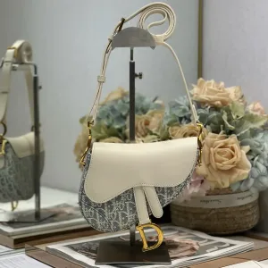 Dior Saddle Small 20cm Grey White Oblique
