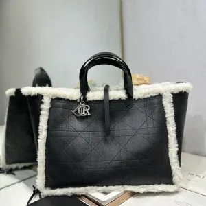 Dior Toujours Medium 28cm Black Shearling