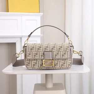 Fendi Shoulder Bag Medium Grey Silver Hardware 26cm
