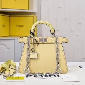 Fendi Top Handle Bag Medium Beige Gold Hardware 27cm 04