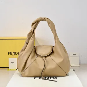 Fendi Top Handle Bag Medium Beige Gold Hardware 27cm 07