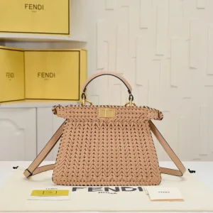 Fendi Top Handle Bag Medium Beige Gold Hardware 27cm 10