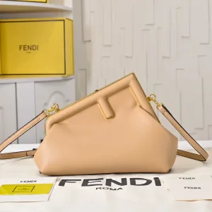 Fendi Top Handle Bag Medium Beige Gold Hardware 27cm 14