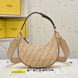 Fendi Top Handle Bag Medium Beige Gold Hardware 27cm 18
