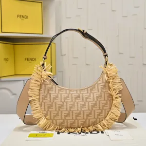 Fendi Top Handle Bag Medium Beige Gold Hardware 27cm 19
