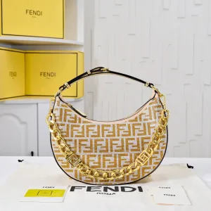 Fendi Top Handle Bag Medium Beige Gold Hardware 27cm 24