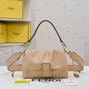 Fendi Top Handle Bag Medium Beige Gold Hardware 27cm 27