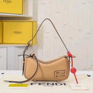 Fendi Top Handle Bag Medium Beige Gold Hardware 27cm 30