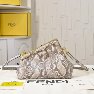 Fendi Top Handle Bag Medium Beige Silver Hardware 27cm
