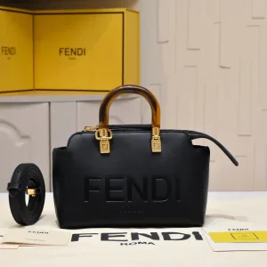 Fendi Top Handle Bag Medium Black Gold Hardware 27cm