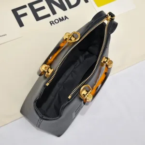 Fendi Top Handle Bag Medium Black Gold Hardware 27cm 02