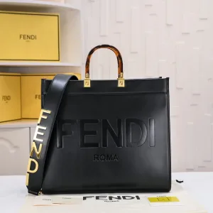 Fendi Top Handle Bag Medium Black Gold Hardware 27cm 06