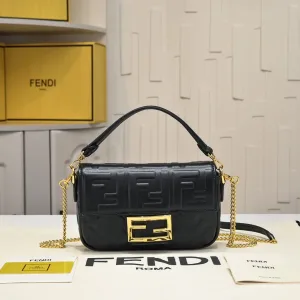 Fendi Top Handle Bag Medium Black Gold Hardware 27cm 17