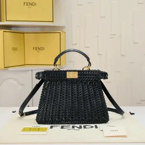 Fendi Top Handle Bag Medium Black Gold Hardware 27cm 18