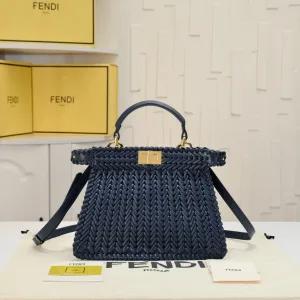 Fendi Top Handle Bag Medium Black Gold Hardware 27cm 19